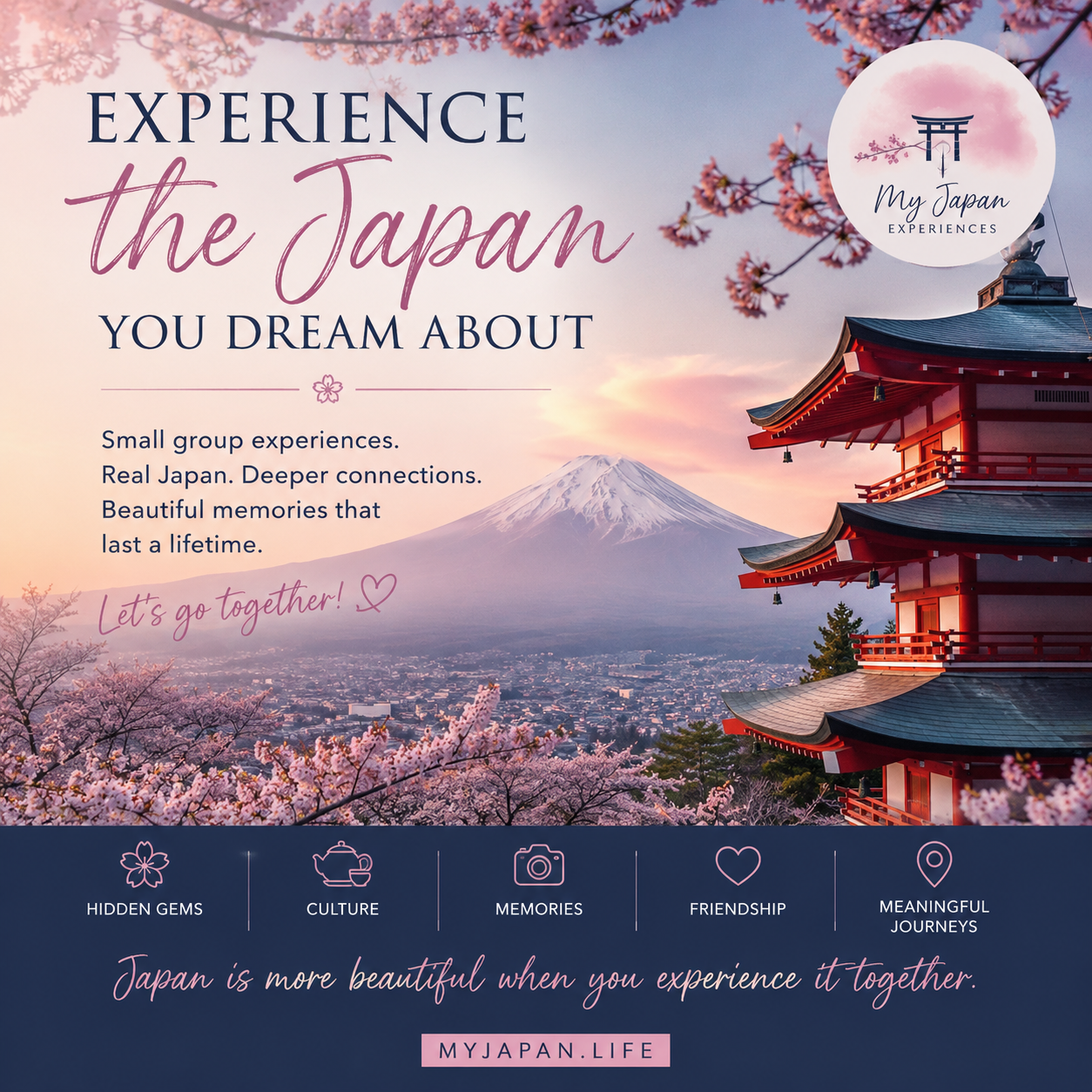 My Japan Experiences cherry blossom travel artwork