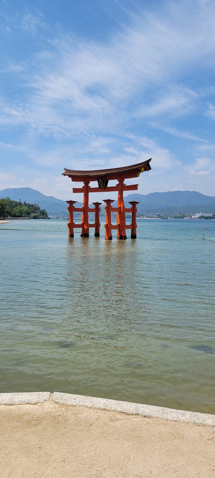 Itsukushima Shrine torii standing in the water on Miyajima
